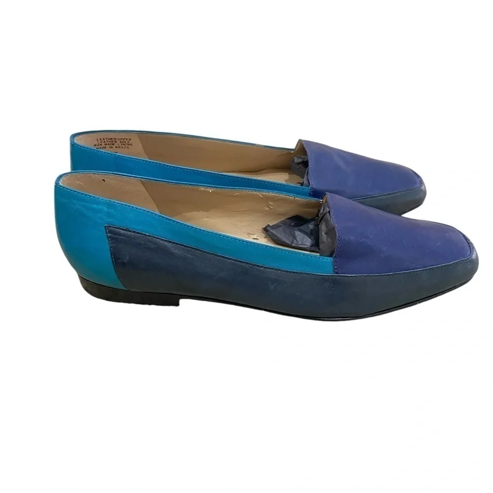 Shelby comfort flex tri-color blues slip on loafer premium leather size 9